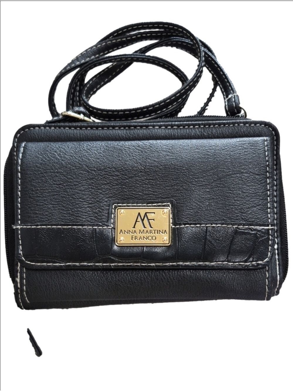 Anna Martina Franco Black Crossbody Wallet Organizer Bag